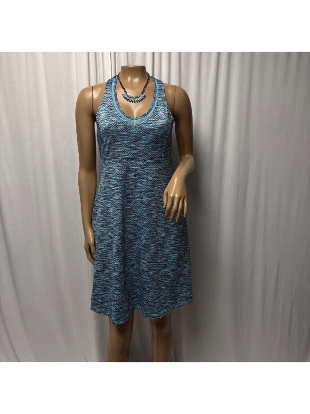MPG Blue Racerback Dress Womens Size Small Sleeveless Pockets Stretch Athletic